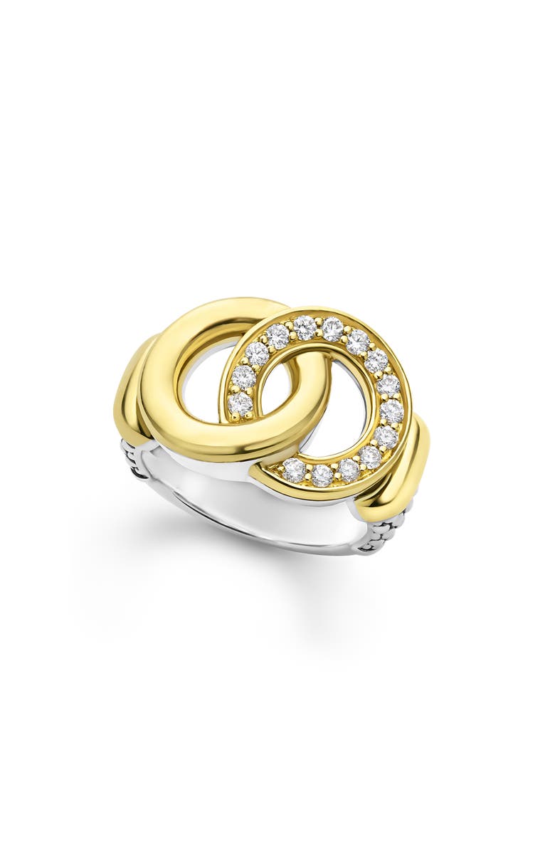 LAGOS Signature Caviar Interlocking Pavé Diamond Ring, Main, color, Two-Tone