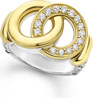 LAGOS Signature Caviar Interlocking Pavé Diamond Ring