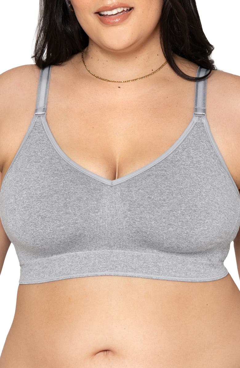 Curvy Couture Smooth Seamless Comfort Bralette, Main, color, Grey Heather
