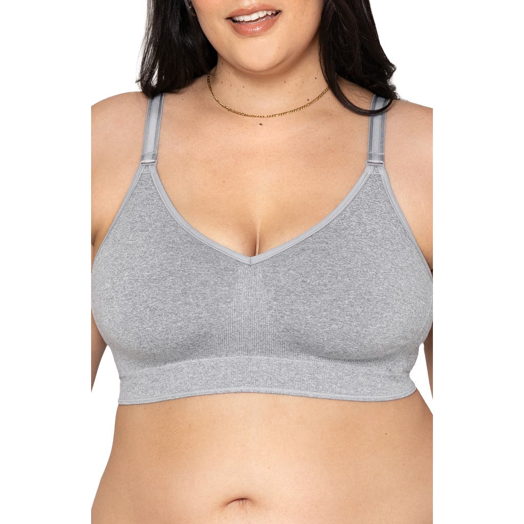 Curvy Couture Smooth Seamless Comfort Bralette In Grey Heather