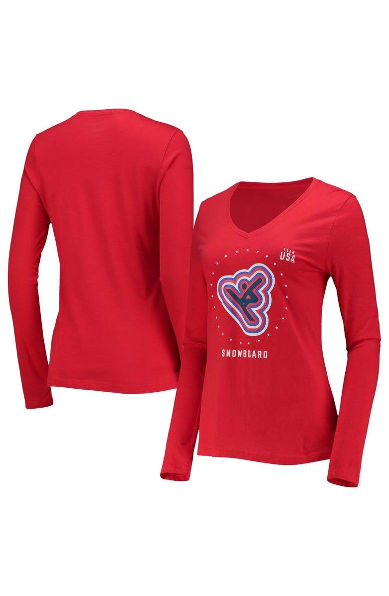 FANATICS Women's Fanatics Branded Red Team USA Snowboarding Long Sleeve T-Shirt, Main, color, Red