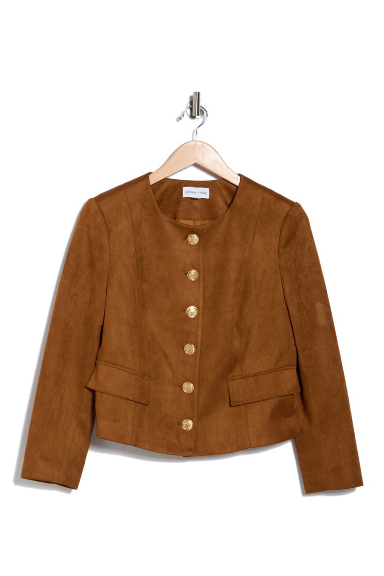 Faux Suede Jacket, Alternate, color, MOCHA