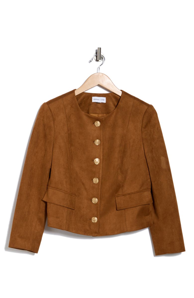 Gemma + Jane Faux Suede Jacket, Alternate, color, Mocha