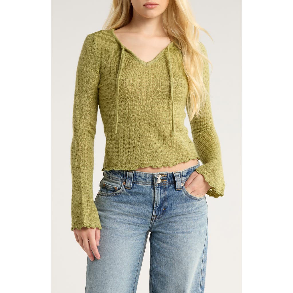 Pacsun Diana Pointelle Sweater In Green