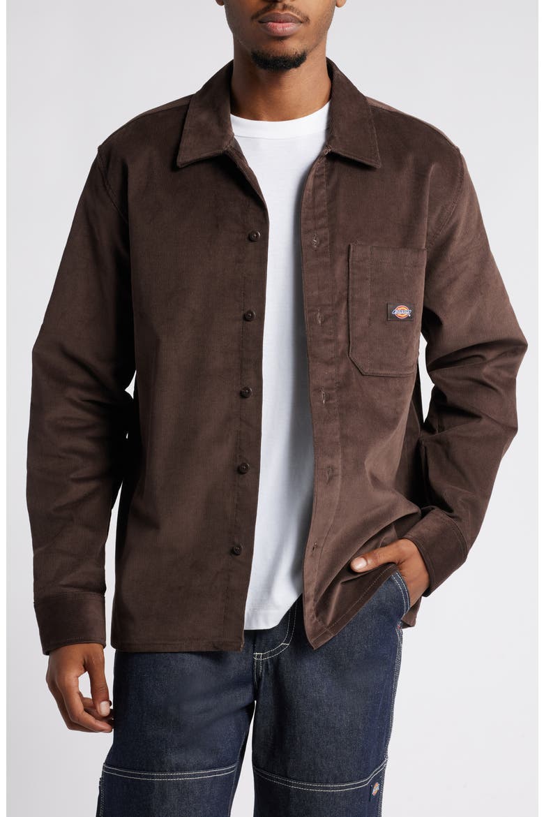 Corduroy Button-Up Shirt, Main, color, CHOCOLATE BROWN