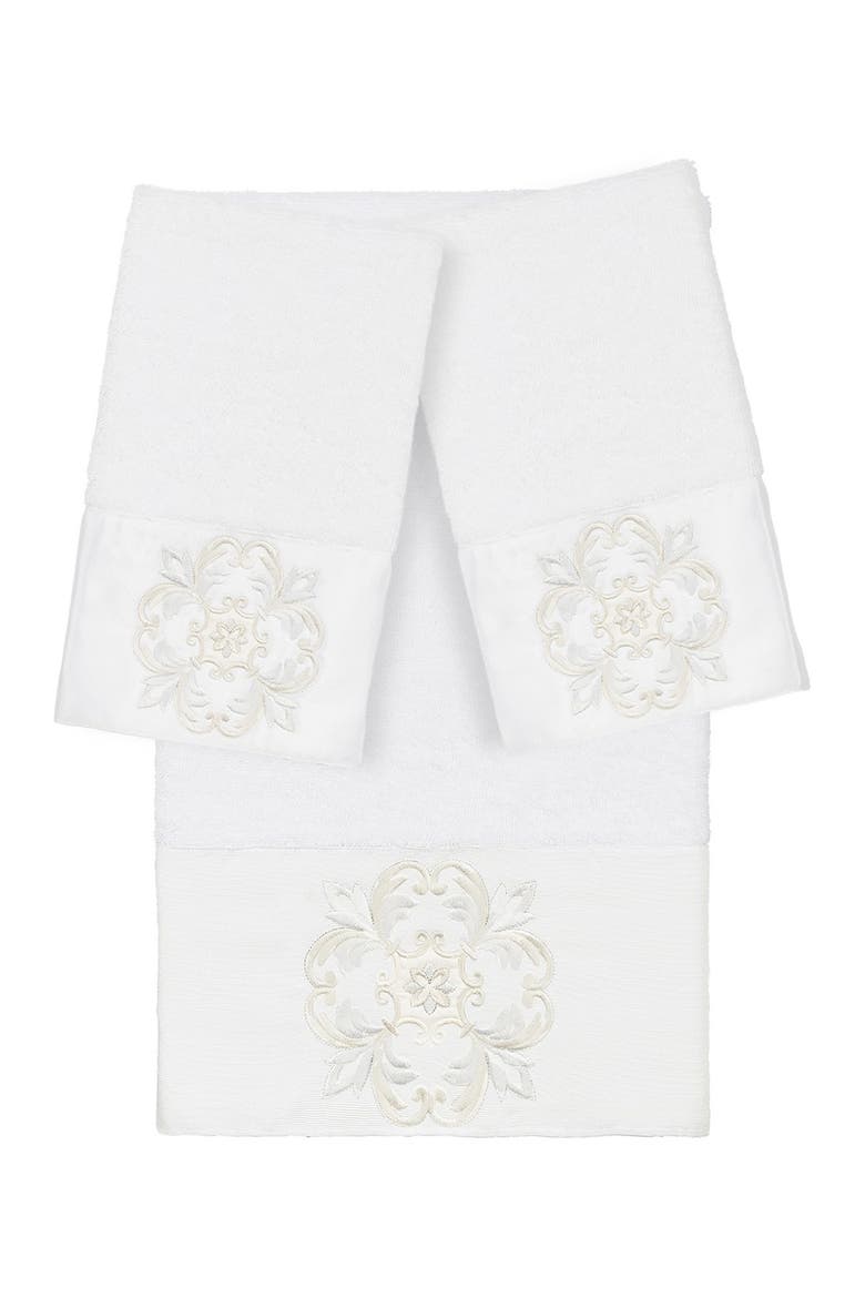 Alyssa 3-Piece Embellished Towel - White, Main, color, WHITE