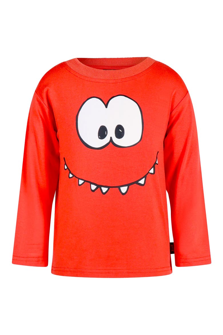Kids' Long Sleeve Graphic T-Shirt, Alternate, color, RED FACE