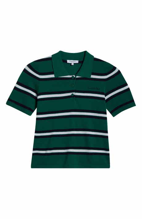 Sporty & Rich Serif Logo Cotton & Silk Pique Polo