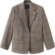 MANGO Check Print One-Button Blazer