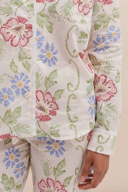 Desmond & Dempsey Long Pajama Set In Gray