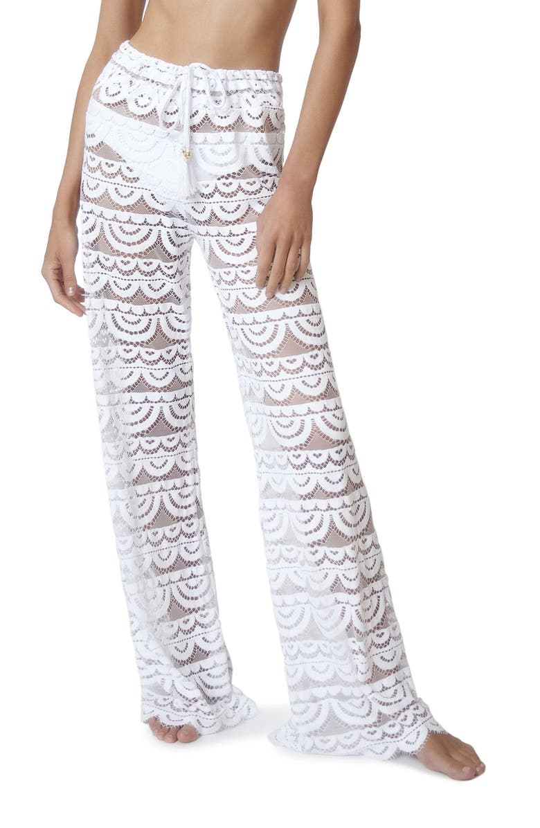 PQ SWIM Malibu Lace Cover-Up Pants, Main, color, Water Lily