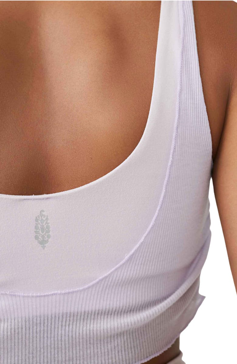 FP Movement by Free People Hot Shot Low Impact Layered Sports Bra, Alternate, color, Lavender Dust