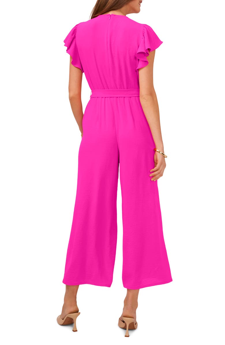 Vince Camuto Flutter Sleeve Wide Leg Jumpsuit, Alternate, color, Fiercly Fuchsia