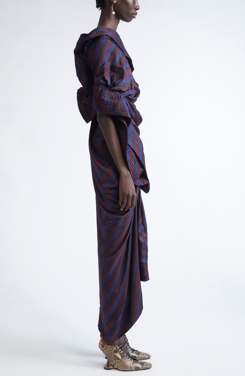 Dries Van Noten Dolla Stripe One-Shoulder, Alternate, color, Navy