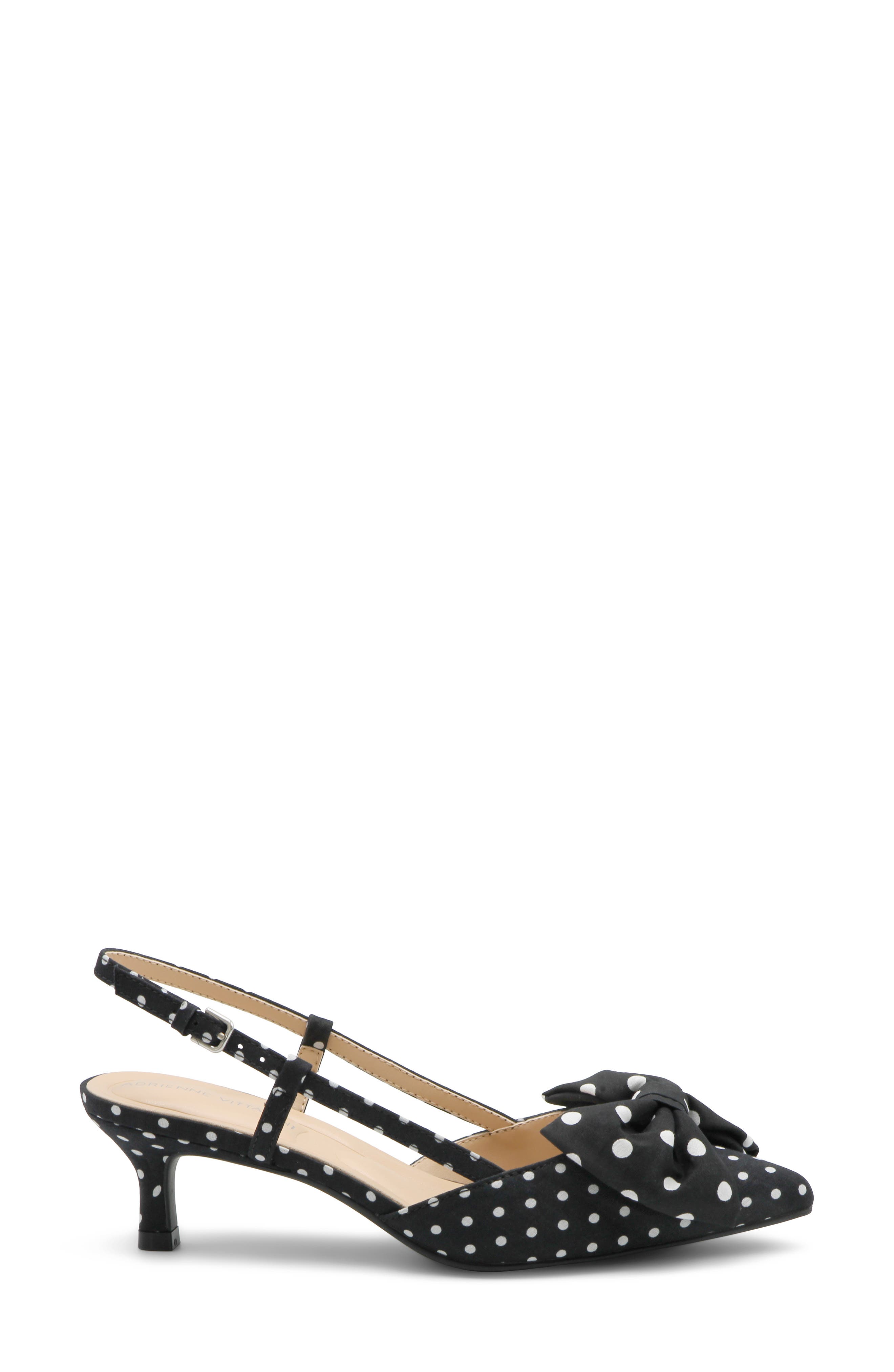 Adrienne Vittadini Sanger Kitten Heel Slingback Pump, Alternate, color, Black/ White Dot