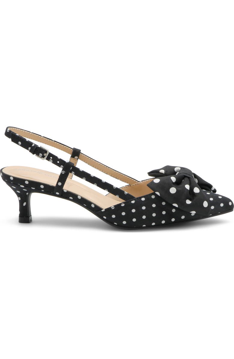 Adrienne Vittadini Sanger Kitten Heel Slingback Pump, Alternate, color, Black/ White Dot