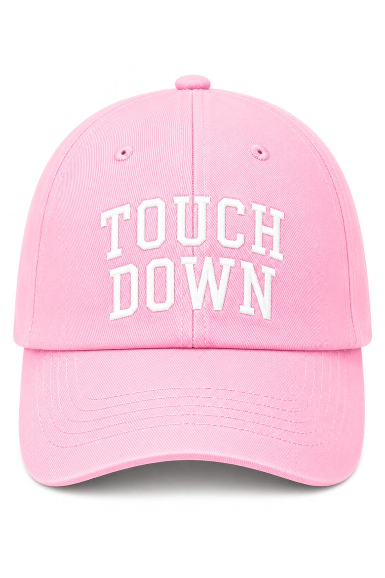 Touch Down Bow Baseball Hat, Main, color, Pink