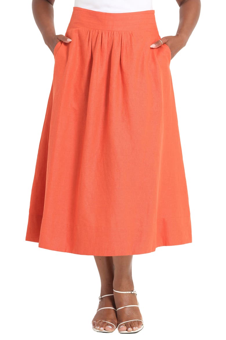 Kaia Linen Blend Skirt, Main, color, PERSIMMON