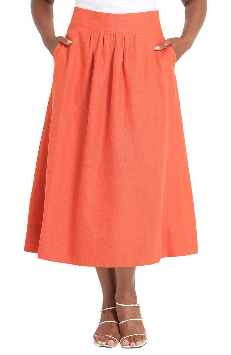 Estelle Kaia Linen Blend Skirt, Main, color, Persimmon