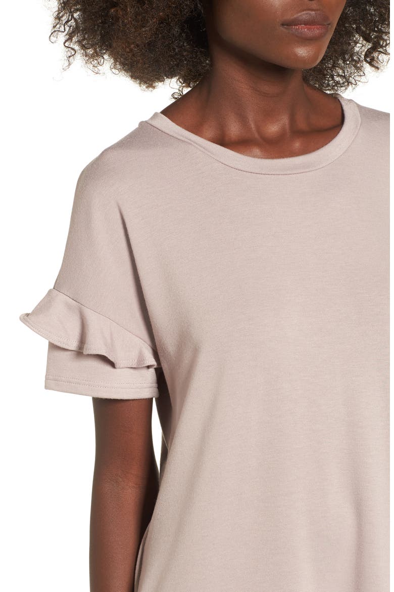 Ruffle Sleeve T-Shirt Dress, Alternate, color, SPHINX