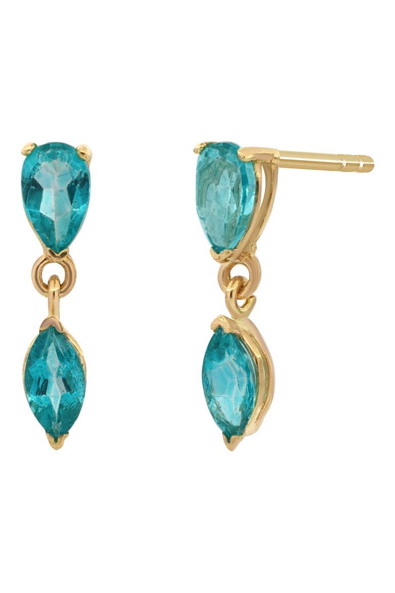 Paraiba Topaz Drop Earrings (Nordstrom Exclusive), Main, color, 14K YELLOW GOLD