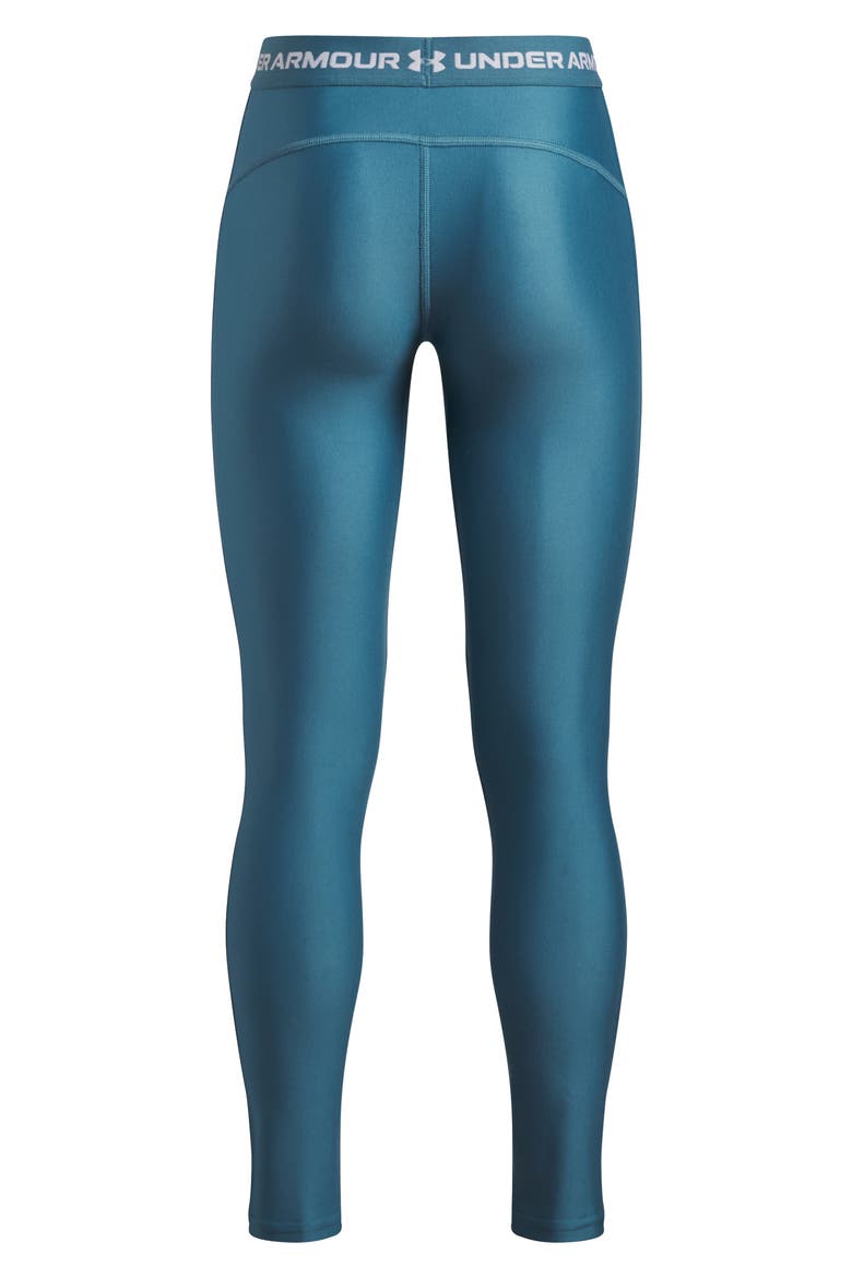 Kids' HeatGear® Leggings, Alternate, color, BOUNDLESS BLUE / / WHITE