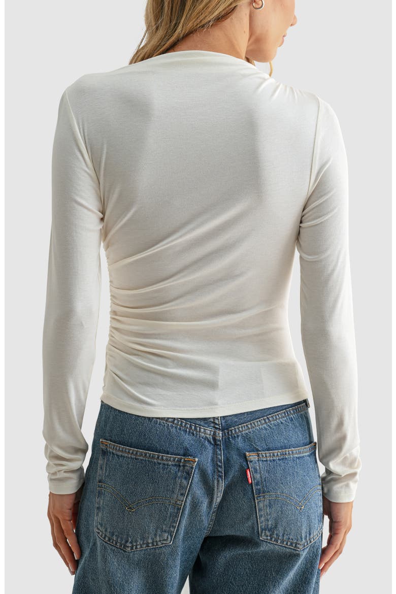 Ruched Boat Neck Top, Alternate, color, CREAM