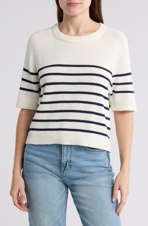 Nautical Stripe Short Sleeve Sweater