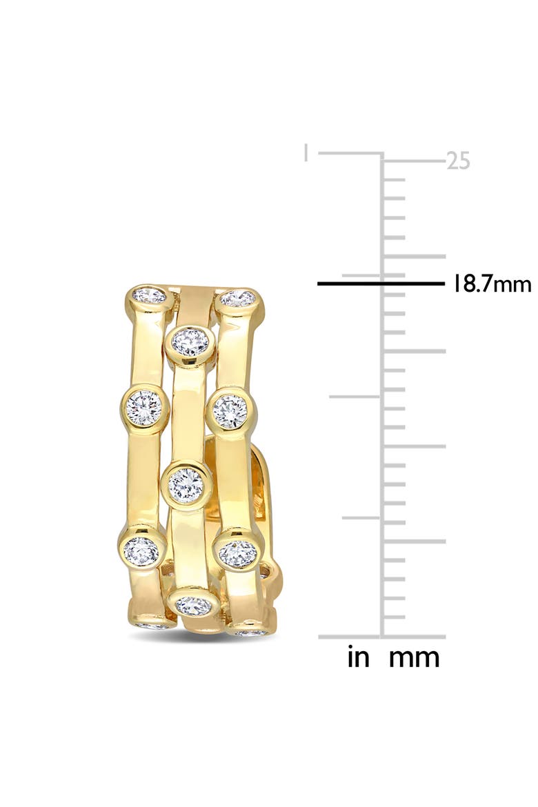 Lab-Grown Diamond 3-Row Hoop Earrings, Alternate, color, Gold Plated Sterling Silver