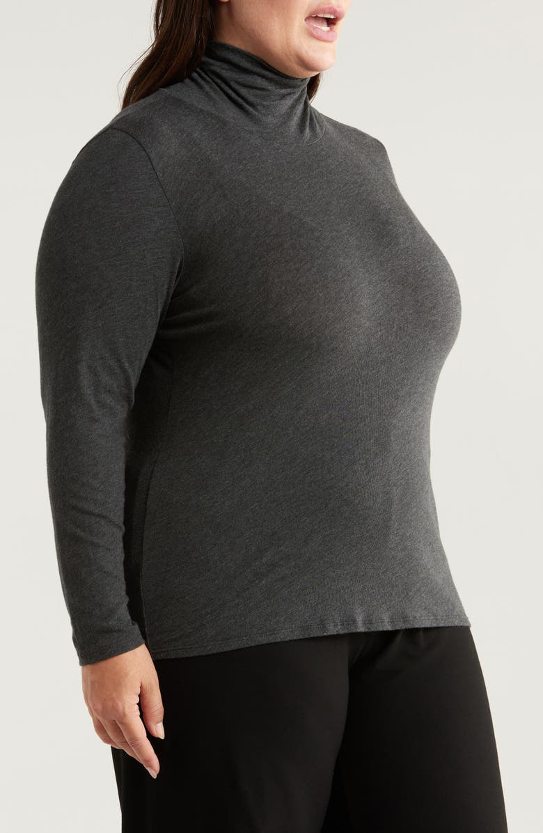 Eileen Fisher Long Sleeve Turtleneck Top, Alternate, color, Charcoal