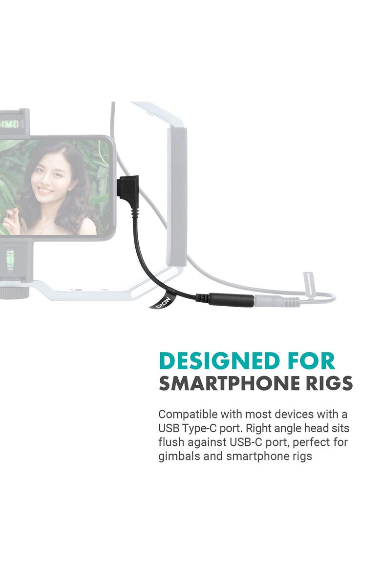 MOVO UCMA-3 Female 3.5mm TRRS to USB-C Right Angle Mic. Cable, Alternate, color, Black