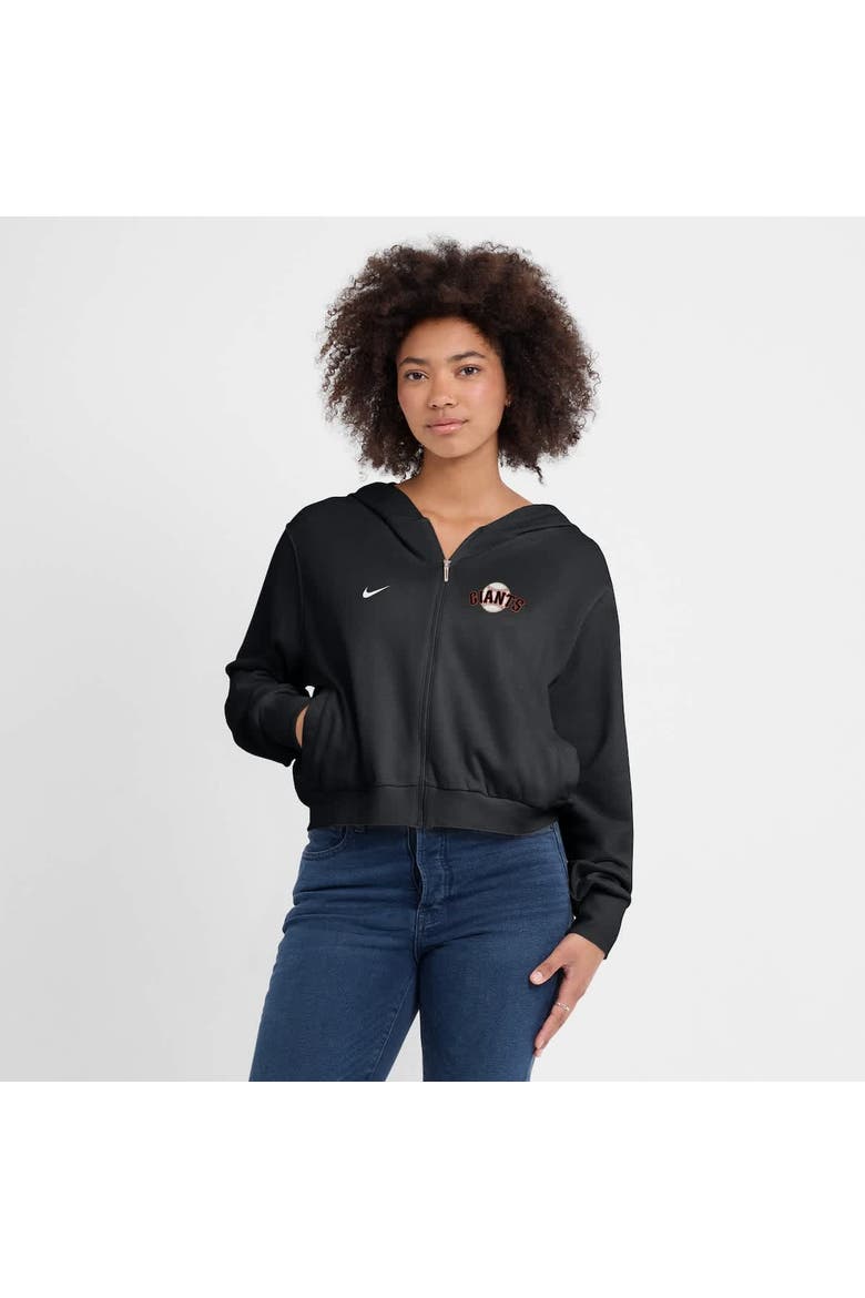 Women's Nike Black San Francisco Giants Cropped Chill Full-Zip Hoodie, Alternate, color, Black