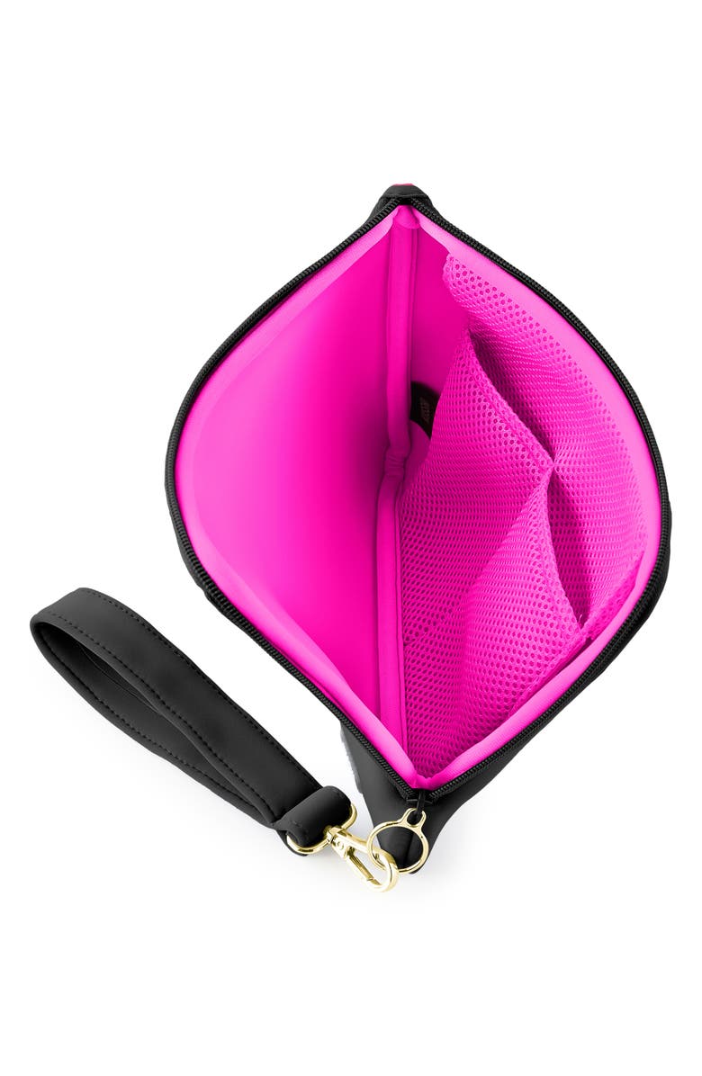 KUSSHI Neoprene Wristlet Clutch, Alternate, color, Black/ Pink