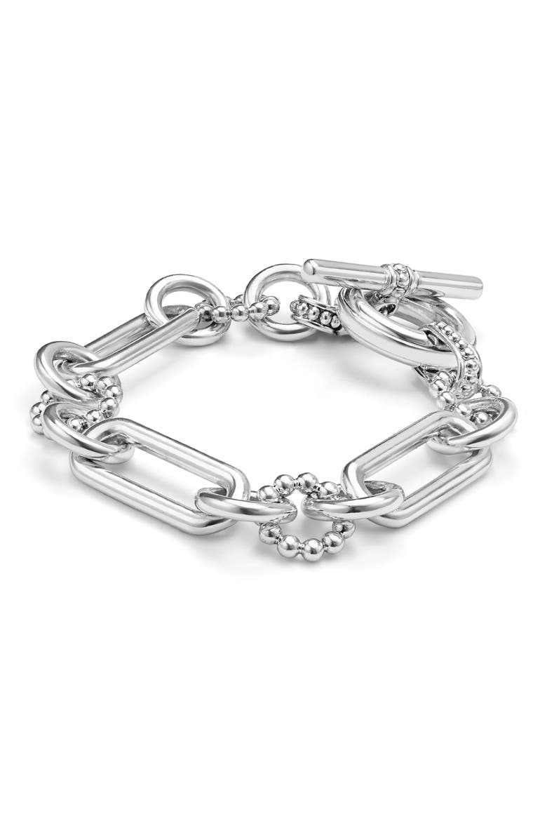 Signature Caviar Sterling Silver Link Bracelet, Alternate, color, SILVER