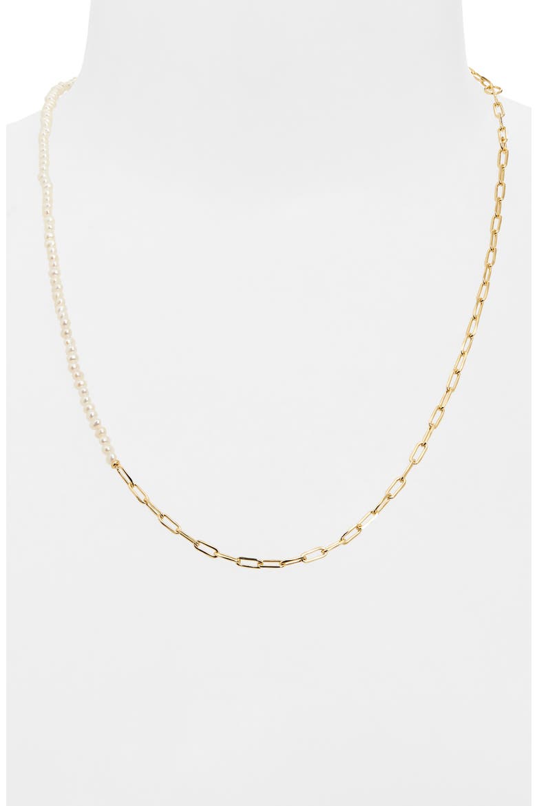 Markie Half Chain & Freshwater Pearl Necklace, Alternate, color, GOLD FRESHWATER CULTURED PEARL