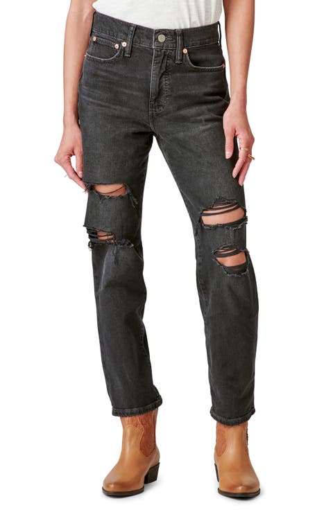 Zoe Distressed Straight Leg Jeans (Rainstorm Dest)
