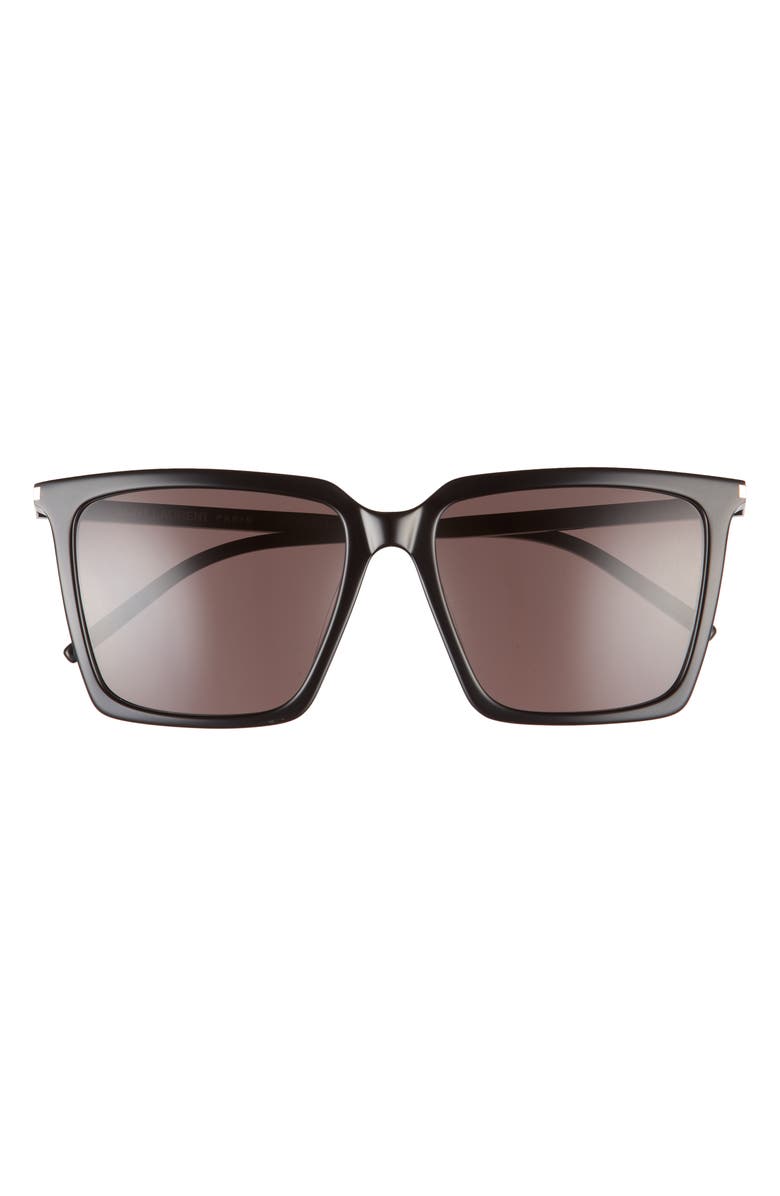 Saint Laurent 56mm Square Sunglasses, Main, color, Black