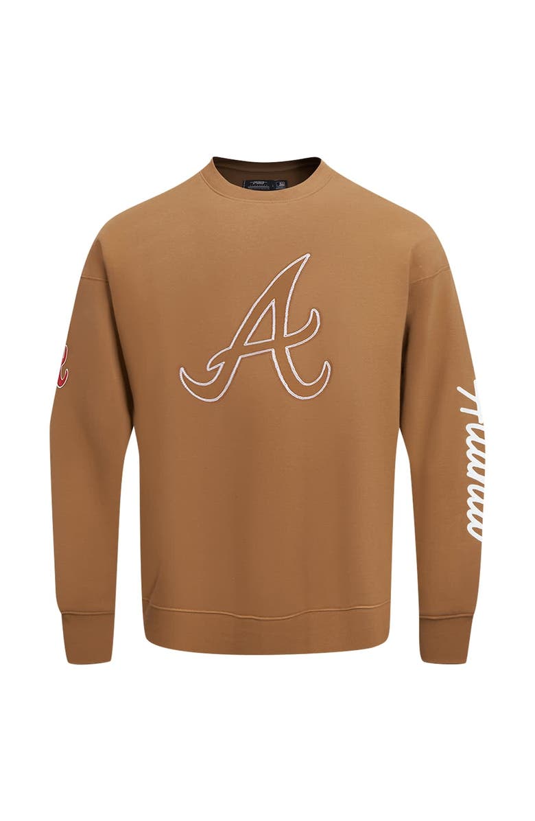 PRO STANDARD Men's Pro Standard Brown Atlanta Braves Paint The City Dropped Shoulder Pullover Sweatshirt, Alternate, color, 