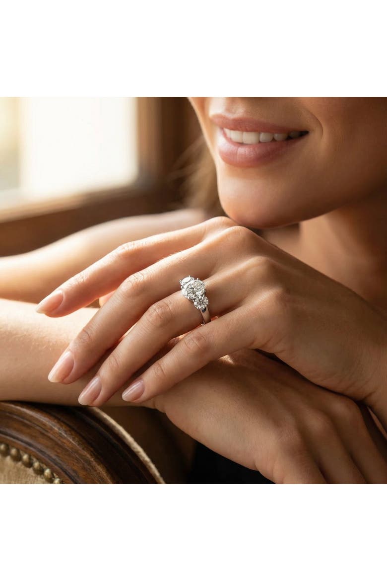 Certified 6Ct Three Stone Oval Diamond Anniversary Engagement Ring Lab Grown 14k, Alternate, color, 14k White Gold