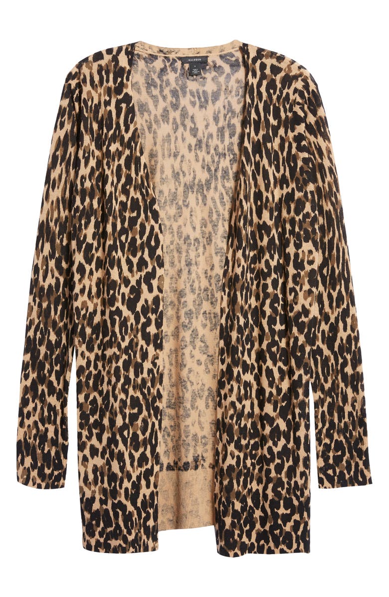 Halogen<sup>®</sup> Leopard Print Linen Blend Cardigan, Alternate, color,