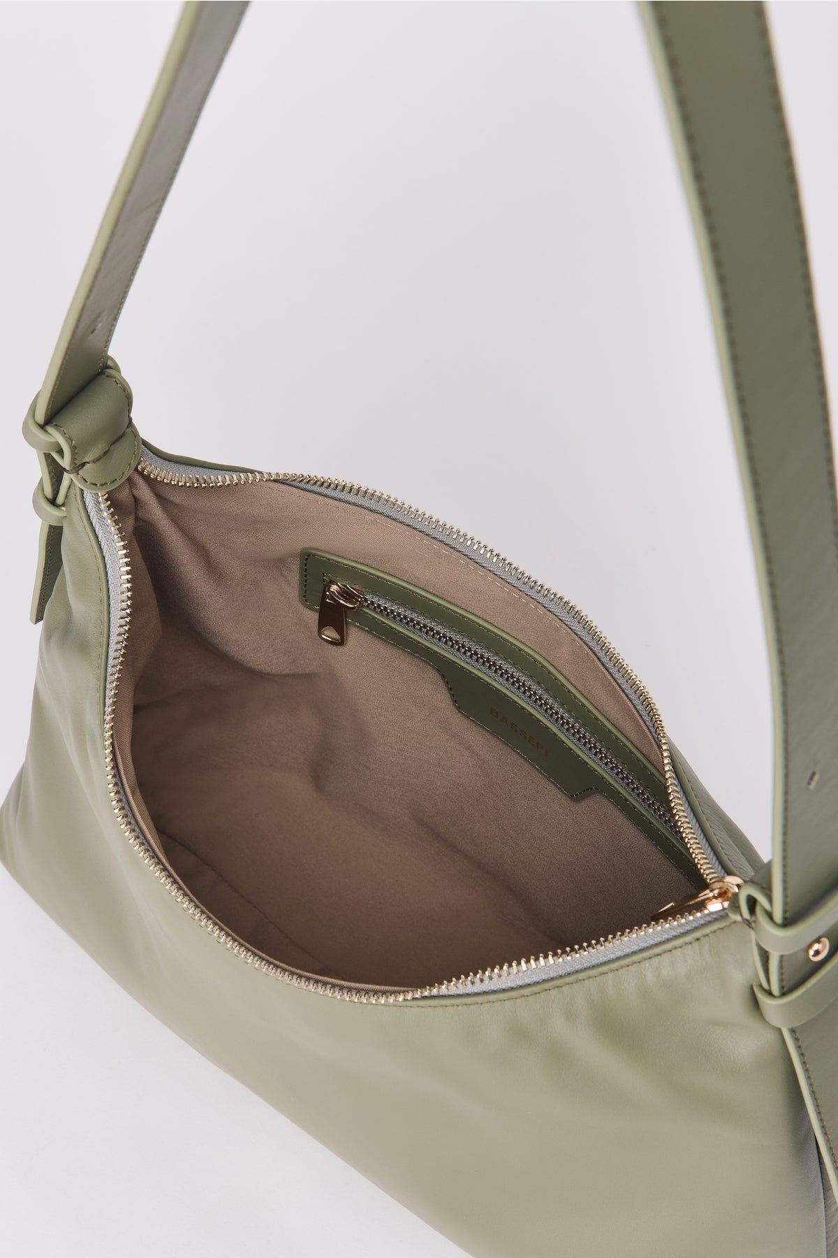 Elena Hobo Bassepi Leather Shoulder Bag, Alternate, color, Olive Green