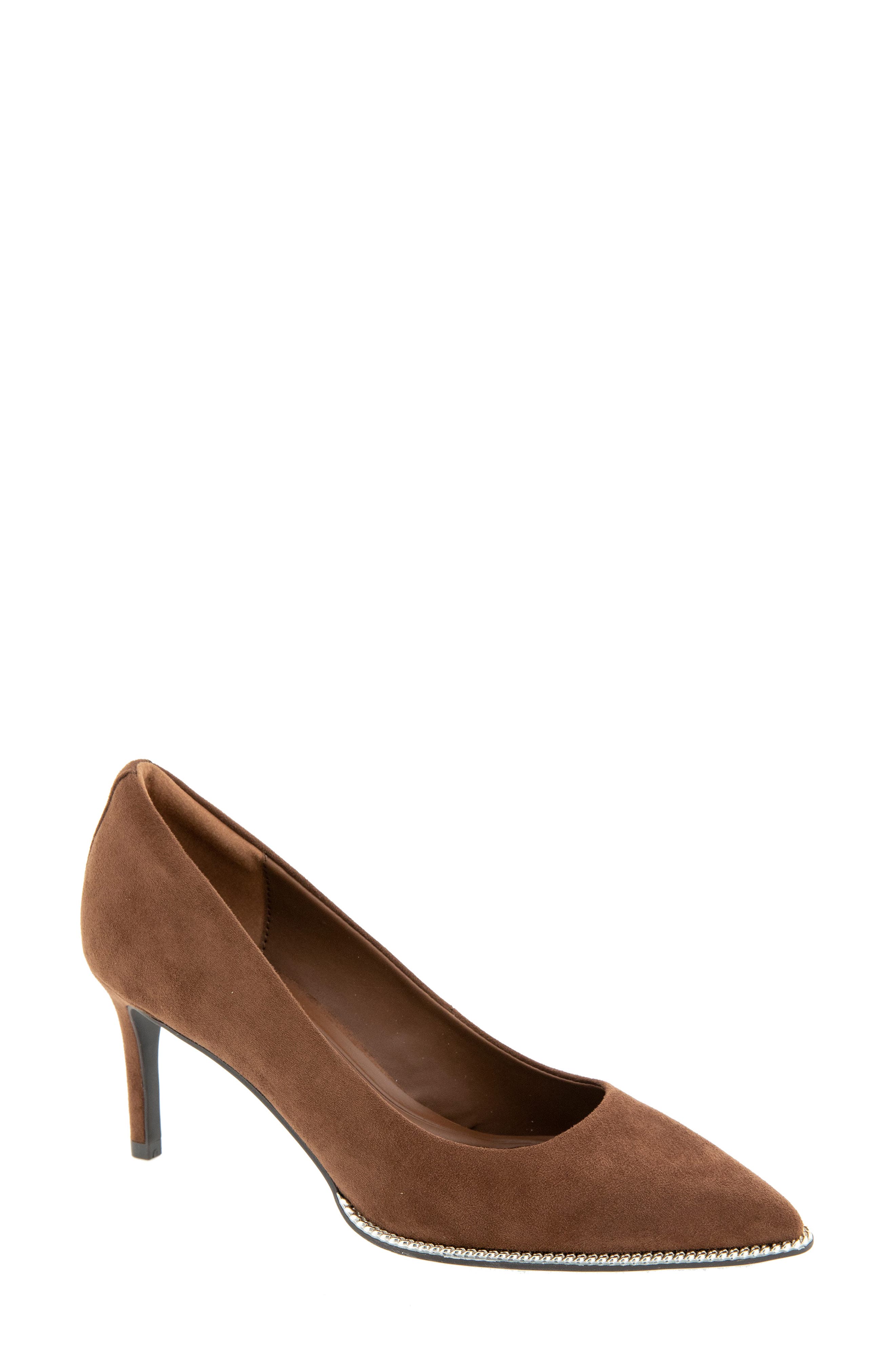 Clara Chain Pointed Toe Pump, Main, color, DARK BROWN