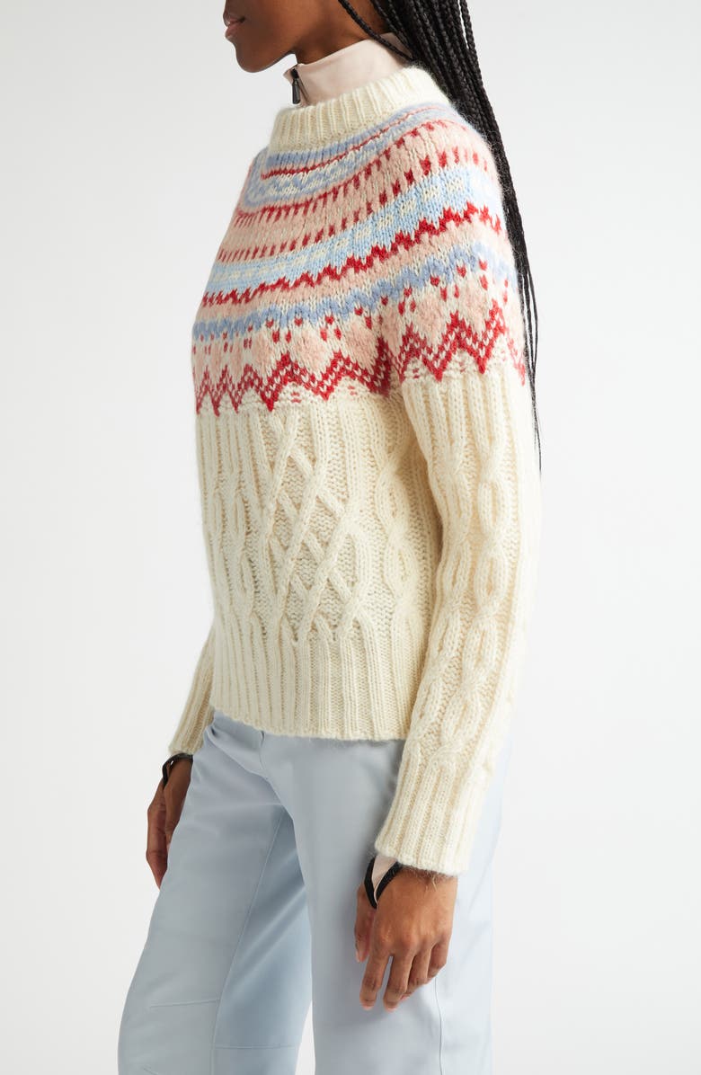 Moncler Grenoble Fair Isle Cable Knit Sweater, Alternate, color, 