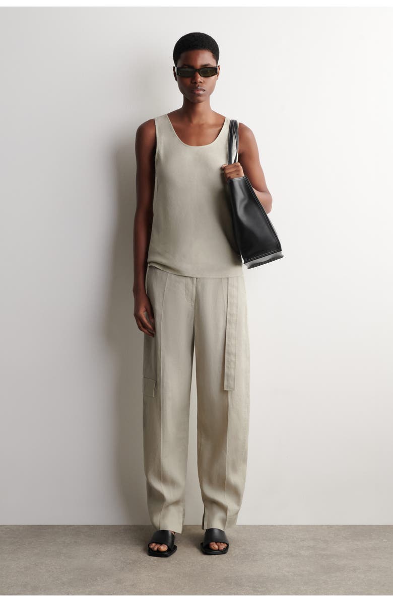 COS Linen Tank Top, Alternate, color, Beige