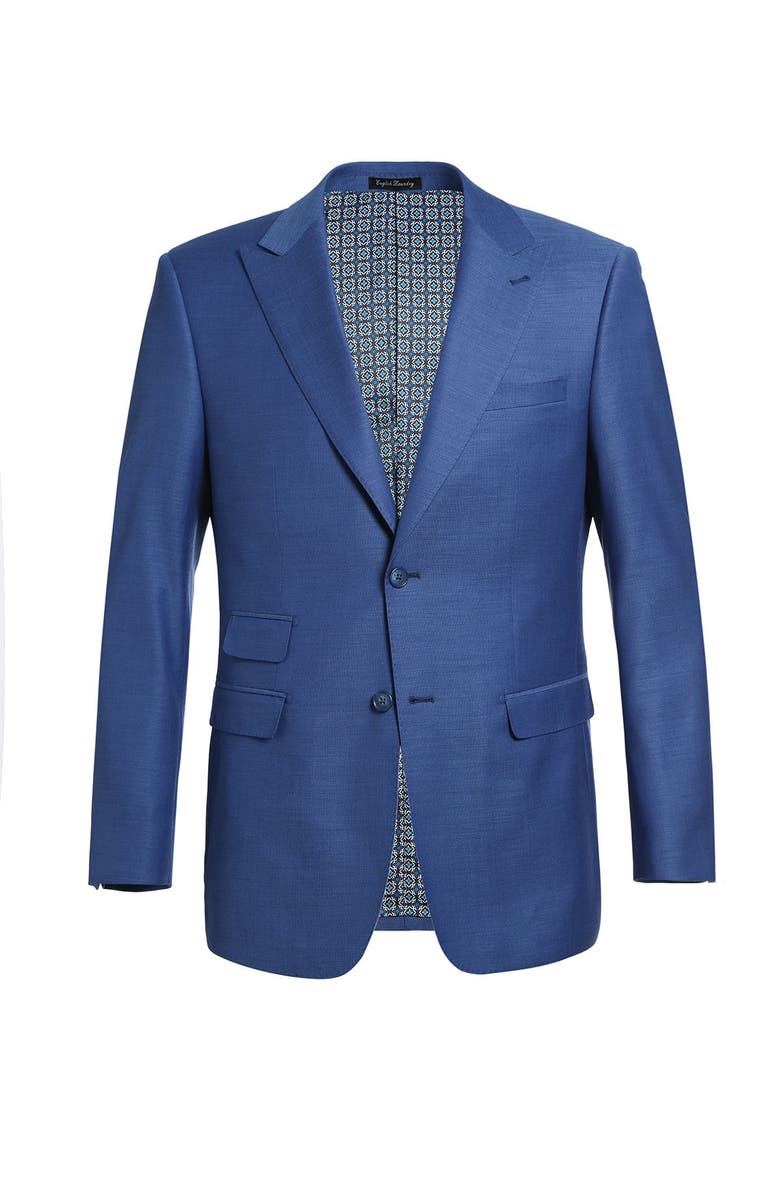 English Laundry Solid Blue Slim Fit Two Button Notch Lapel Wool Suit, Alternate, color, 