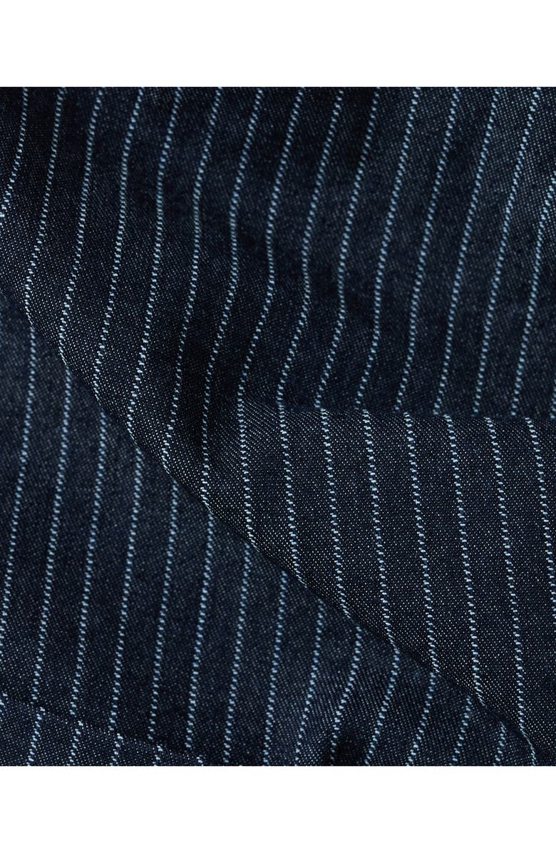 MANGO Isola Pinstripe Denim Strapless Top, Alternate, color, Indigo Blue