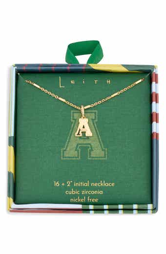 Leith Varsity Font Cubic Zirconia Initial Pendant Necklace