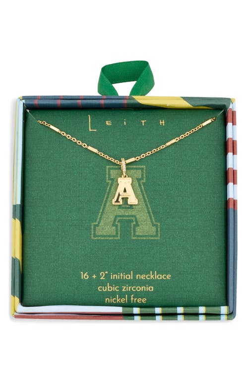 Leith Varsity Font Cubic Zirconia Initial Pendant Necklace In Gold