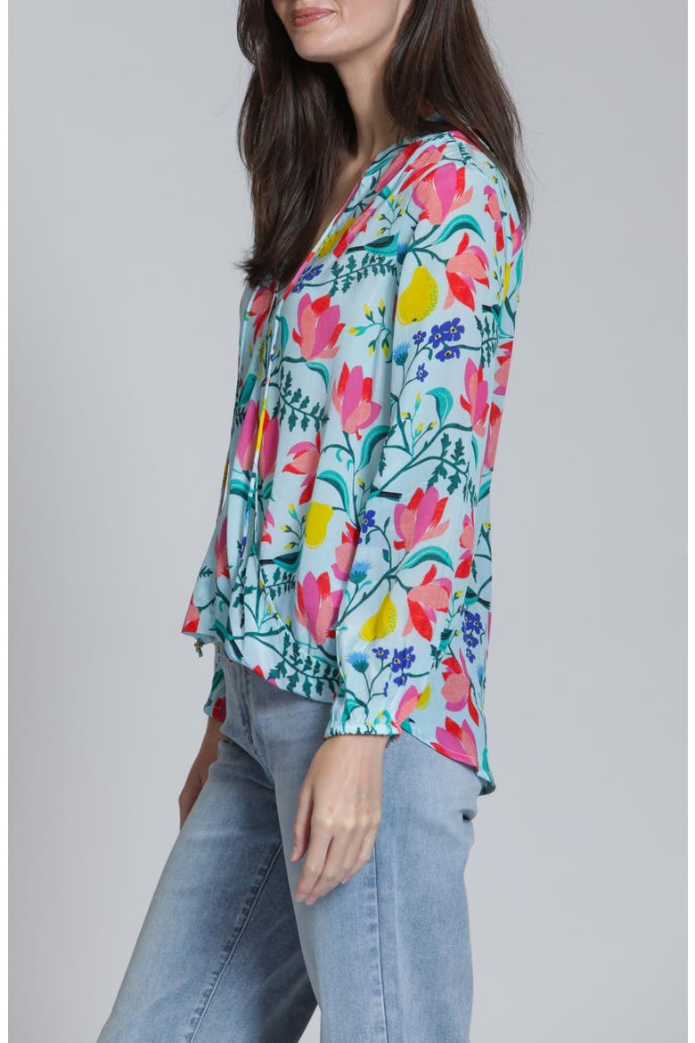 Split Neck Top, Alternate, color, AQUA MULTI