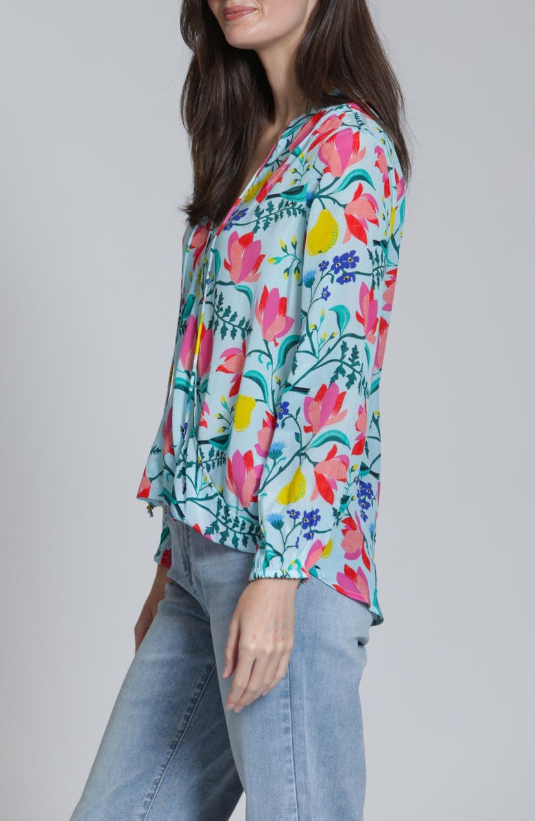 APNY Split Neck Top, Alternate, color, Aqua Multi